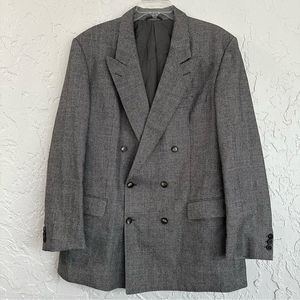 BURBERRYS Glenn Plaid Wool Double Breasted Blazer Mens 38 Formal Office